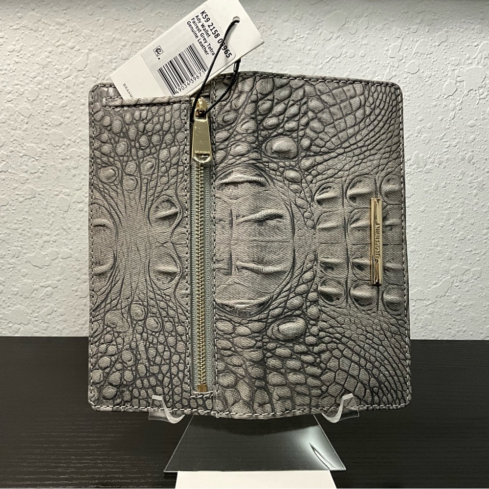 Brahmin Ady FAIREST GREY TETRA slim Leather Wallet NWT - Picture 5 of 7
